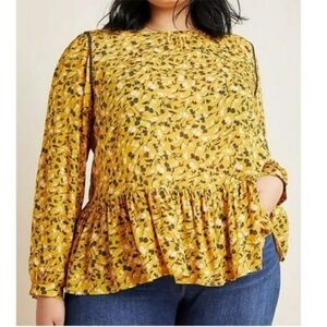 Anthropologie Maeve Cheyenne Floral Print Peplum Blouse